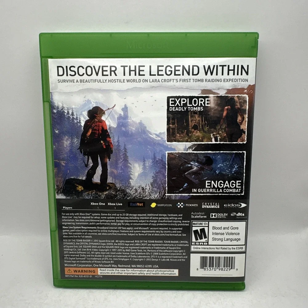 Rise of the Tomb Raider Microsoft Xbox One 2015 Crystal Dynamics VGC
